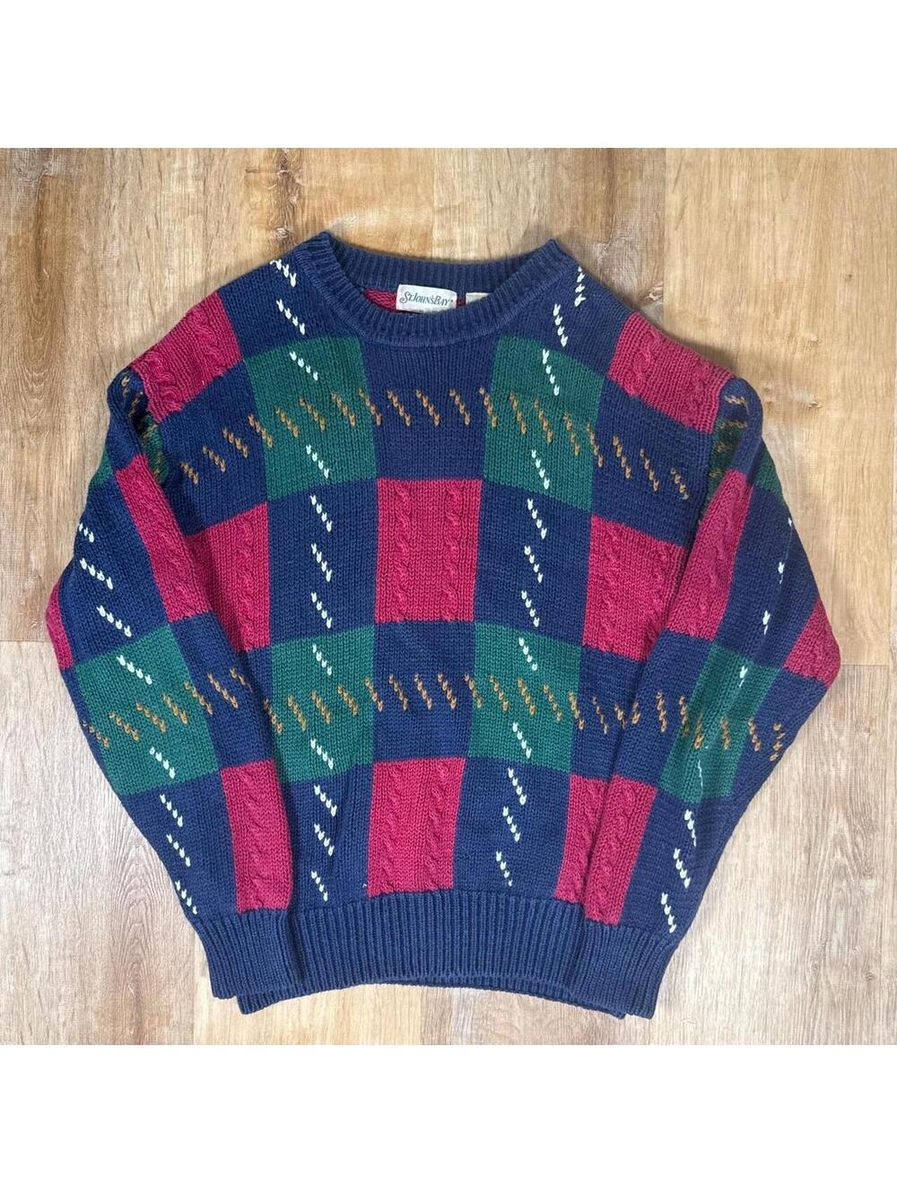 90s Multicolored Knit Sweater – Size L